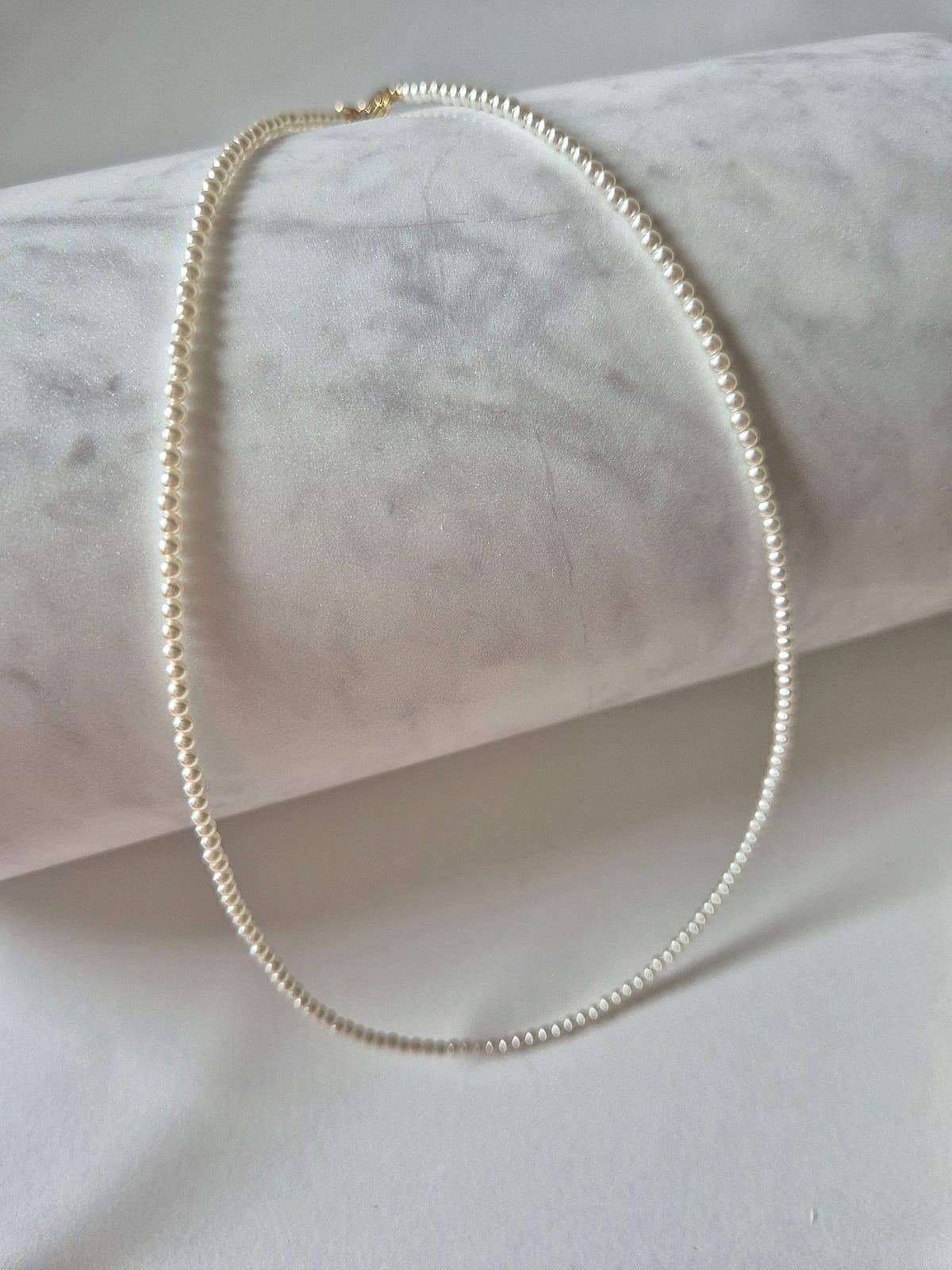 Glass Pearl Bead Layered Choker Necklace - 이미지 1