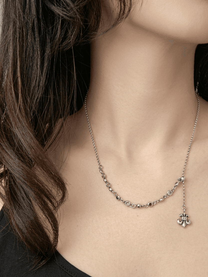 Drop long layered necklace - 이미지 3