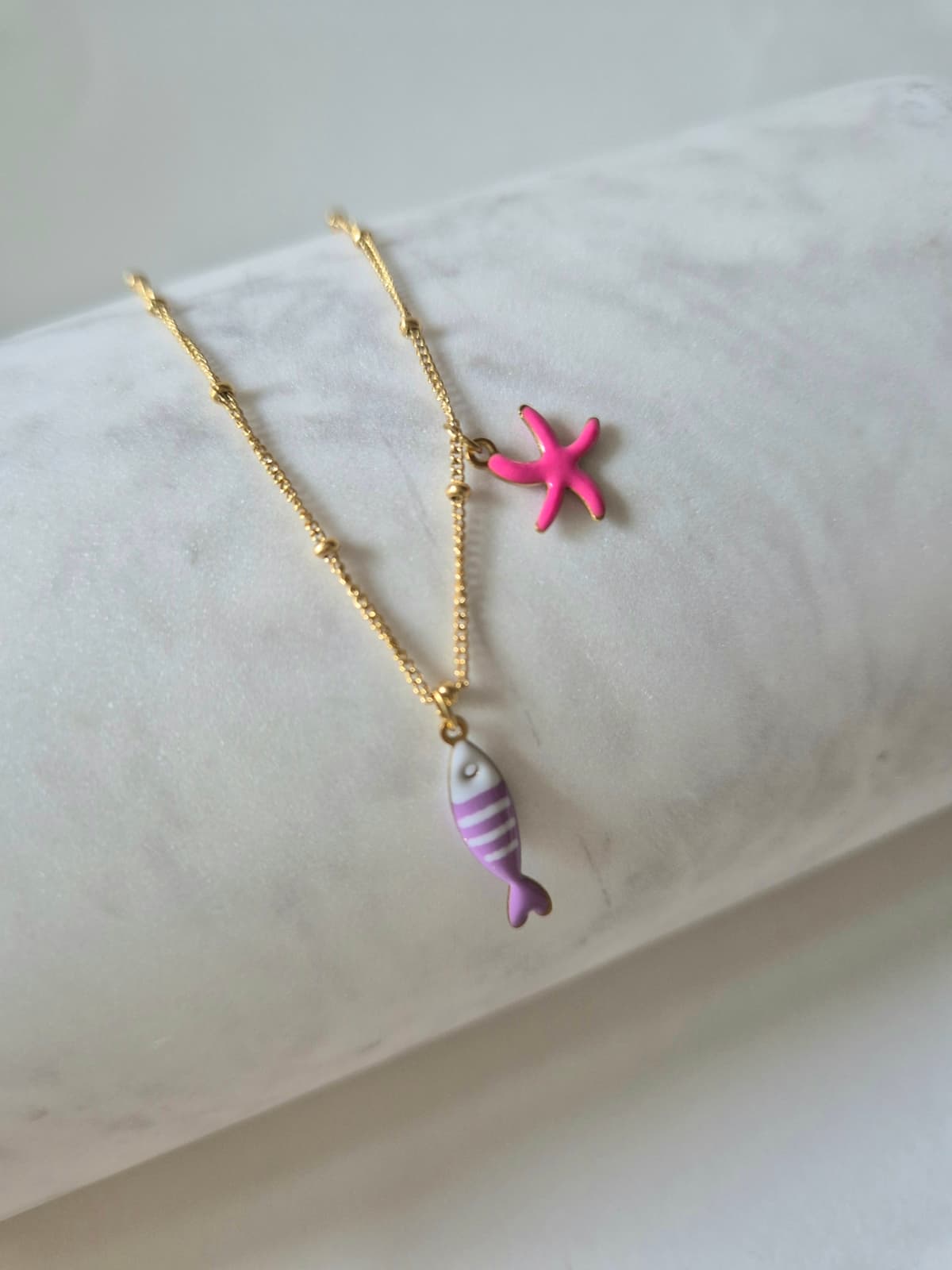 Gold surgical fish pendant necklace - 이미지 5