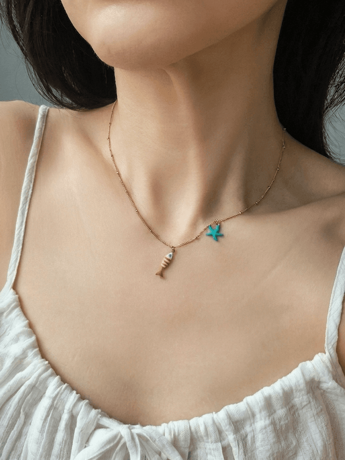 Gold surgical fish pendant necklace - 이미지 20