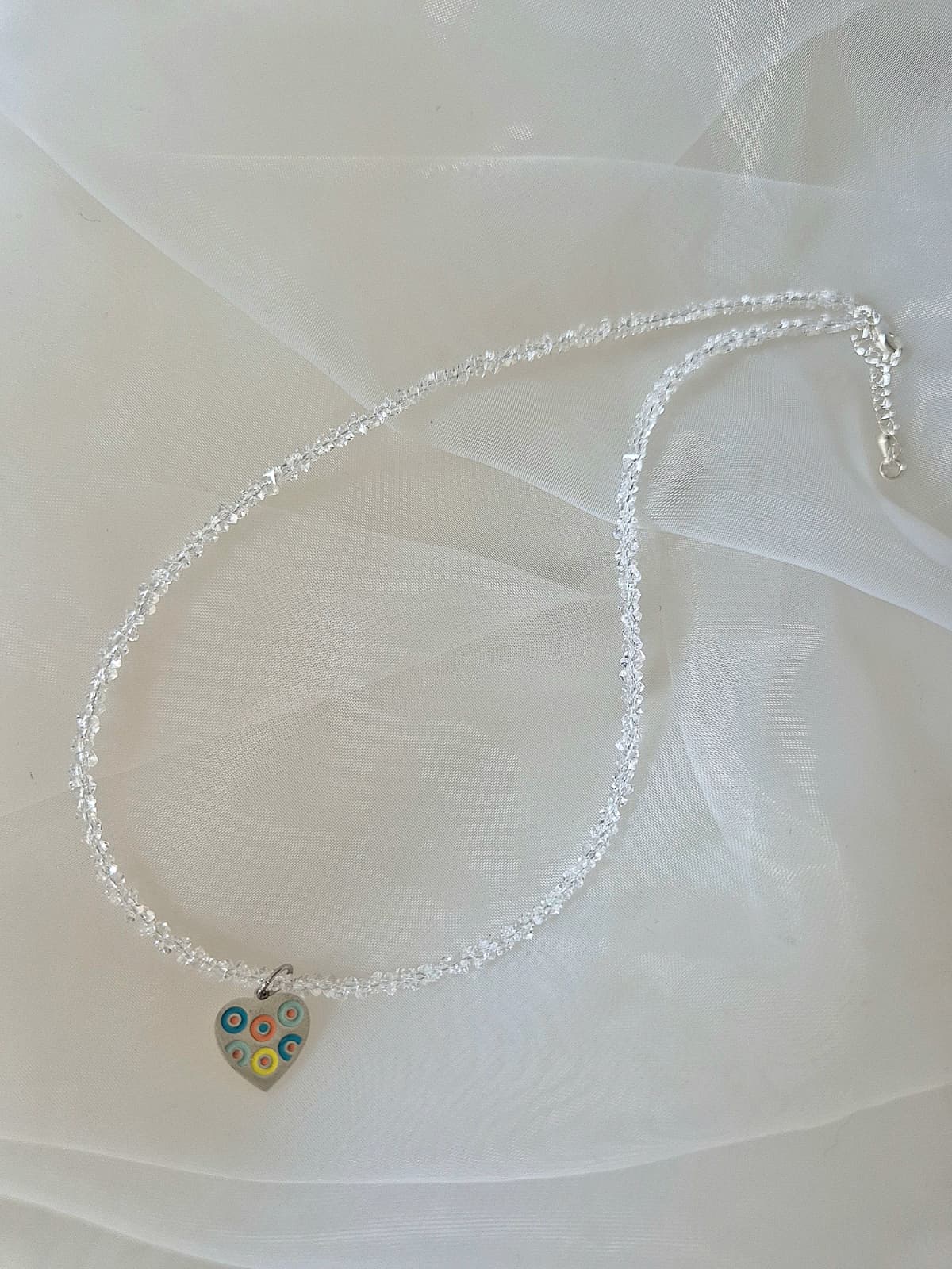 Transparent Bead Heart Surgical Epoch Pendant Necklace - 이미지 2