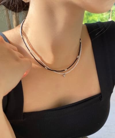 Double-Strand Layered Surgical Steel Gemstone Bead Daily Necklace