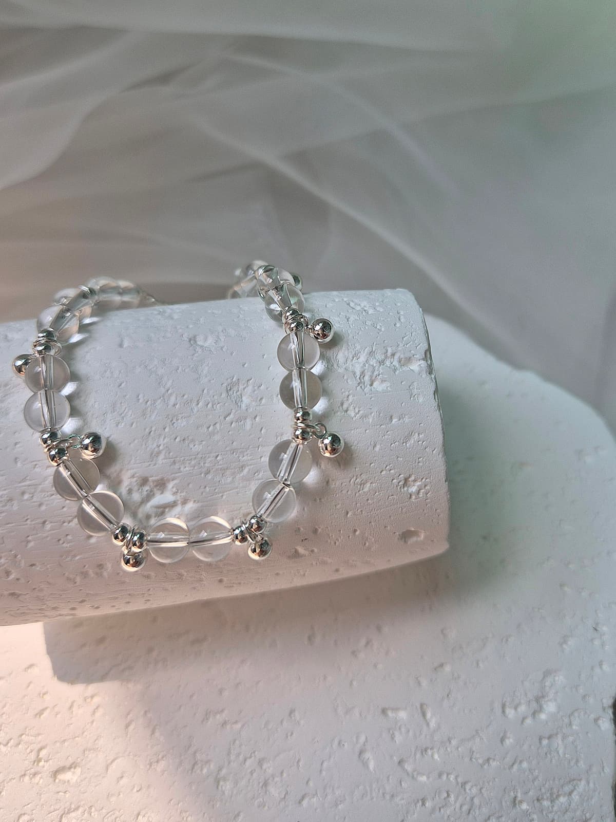Transparent Bead Silver Ball Charm Chain Bracelet - 이미지 12