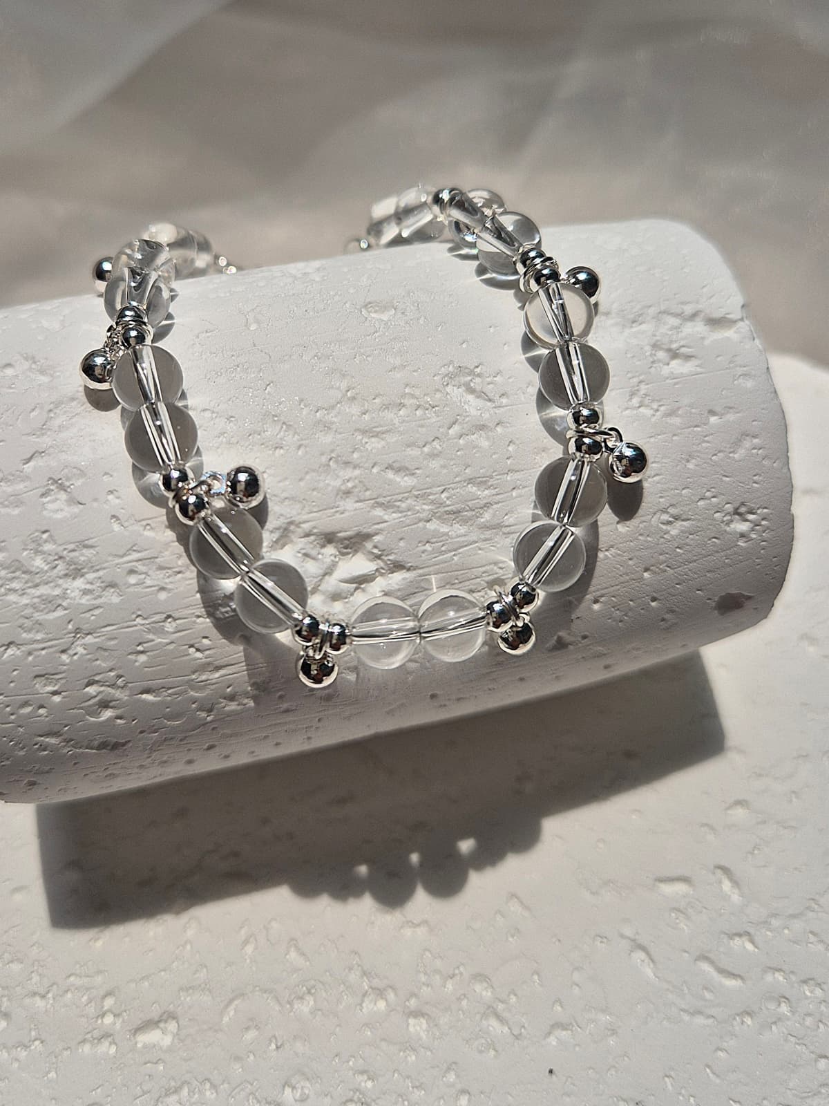 Transparent Bead Silver Ball Charm Chain Bracelet - 이미지 9