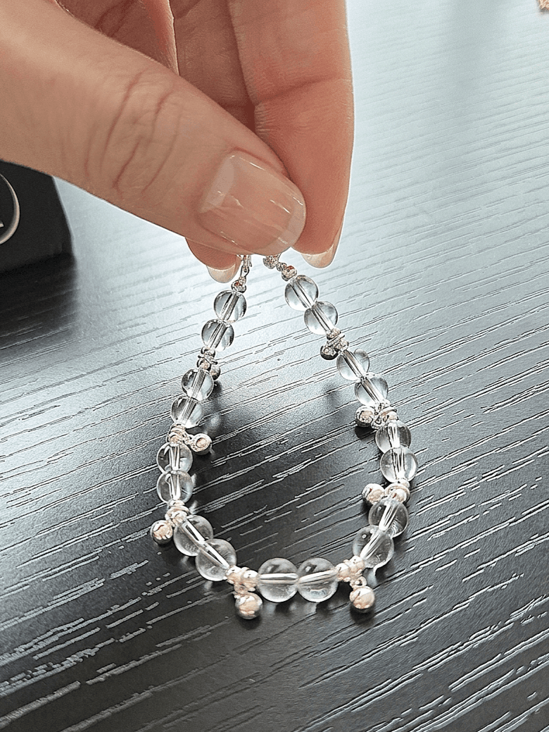 Transparent Bead Silver Ball Charm Chain Bracelet - 이미지 8
