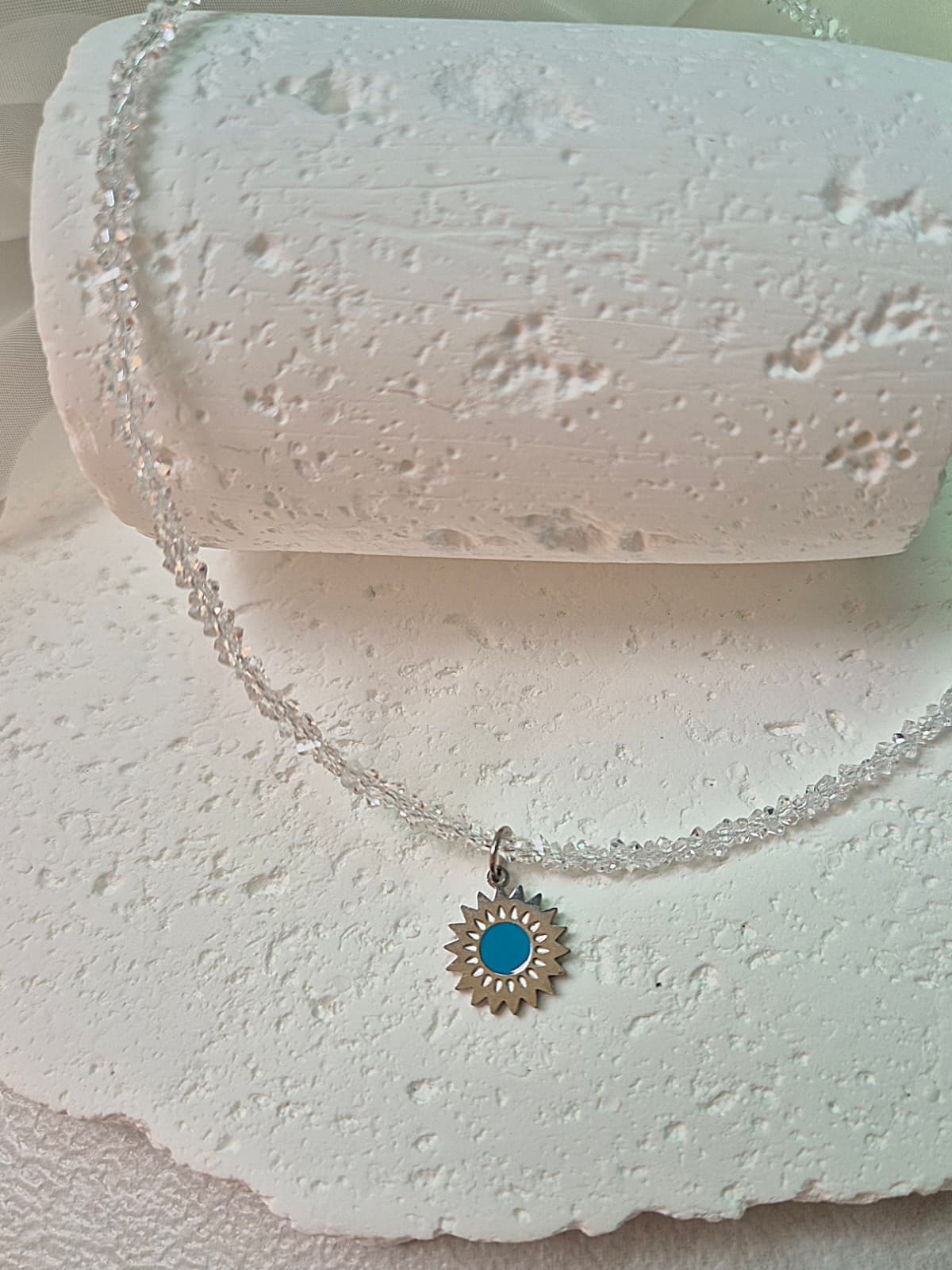 Crystal Bead Chain Surgical Epoch Pendant Necklace - 이미지 5