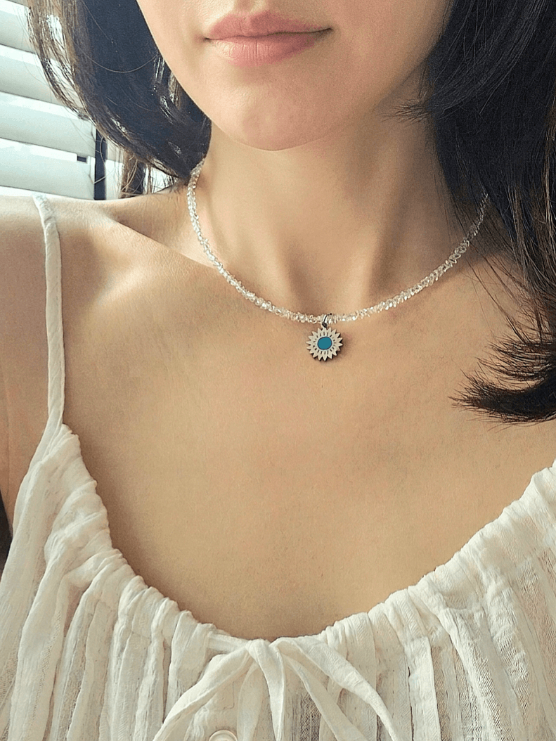 Crystal Bead Chain Surgical Epoch Pendant Necklace - 이미지 6