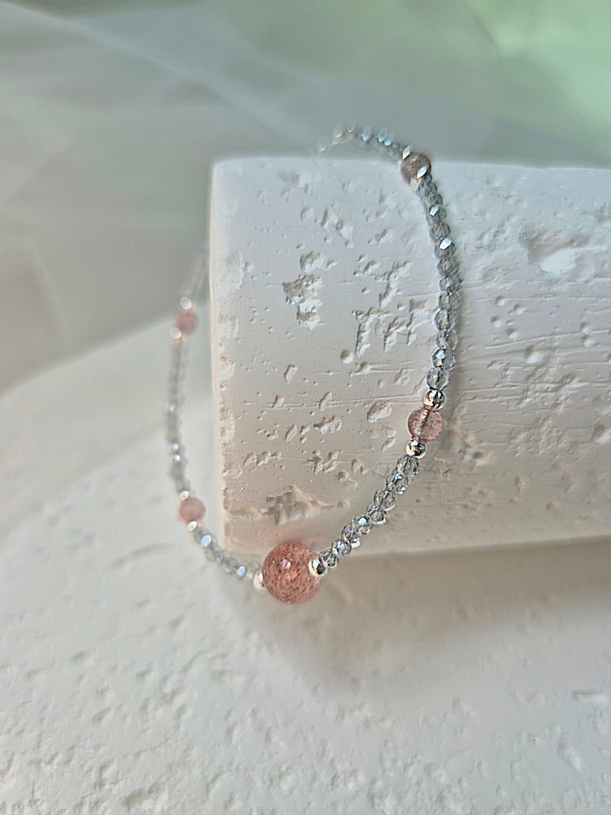 Lovely Bead Point Crystal Daily Bracelet - 이미지 1