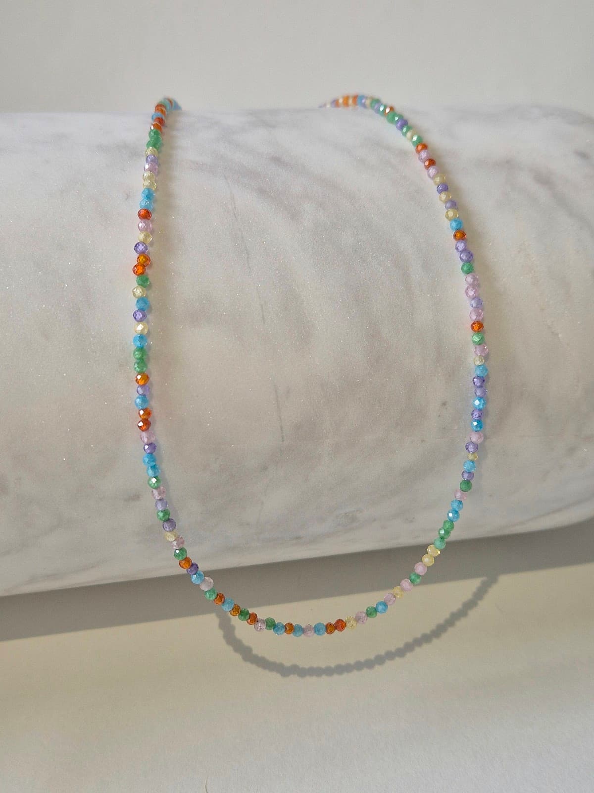Pastel Multicolor Gemstone Bead Choker Necklace - 이미지 1