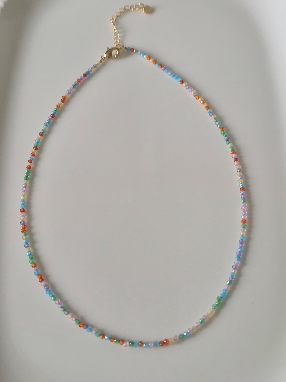 Pastel Multicolor Gemstone Bead Choker Necklace - 이미지 3