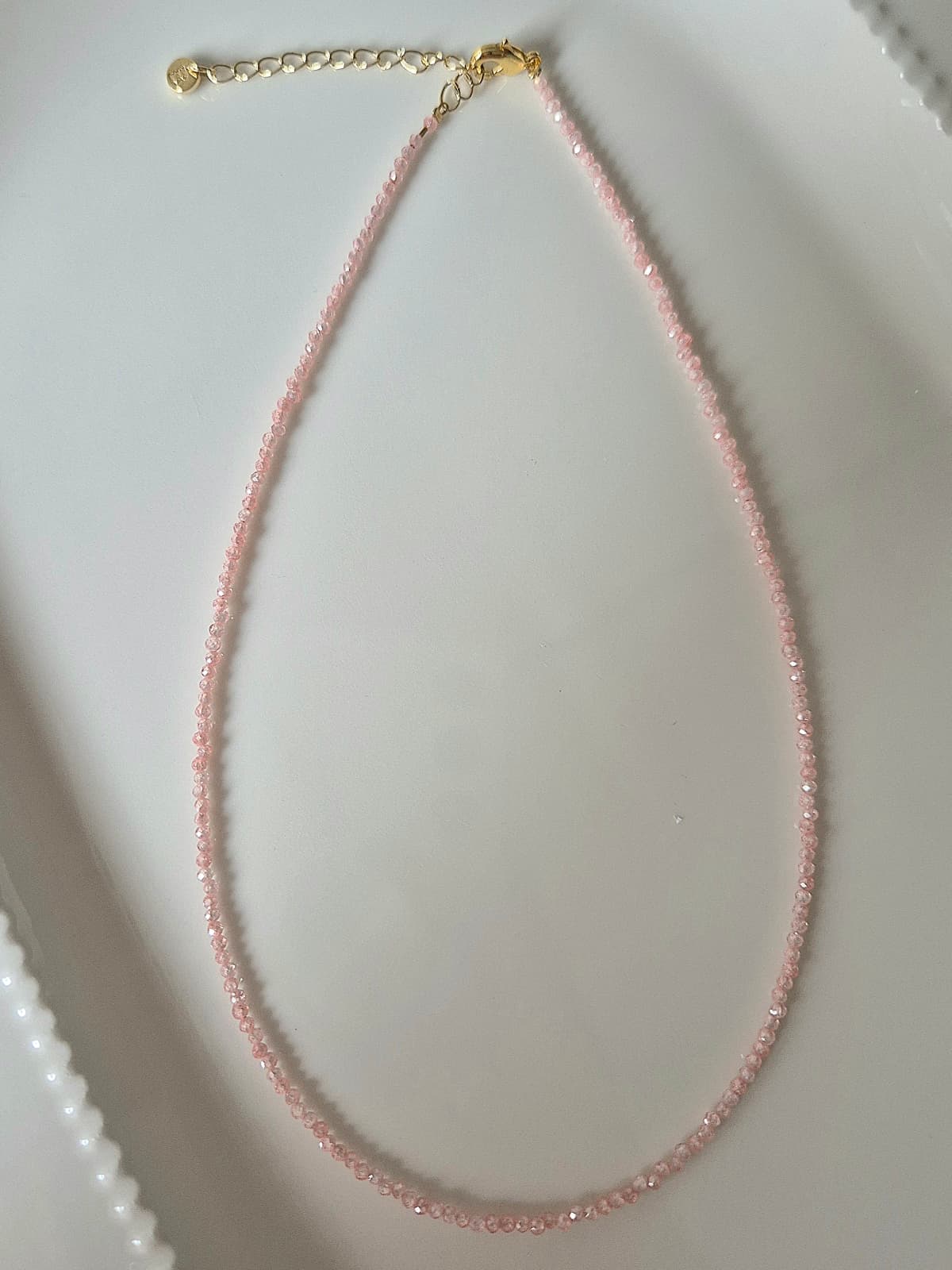 Lovely Pink Beaded Gemstone Daily Necklace - 이미지 3