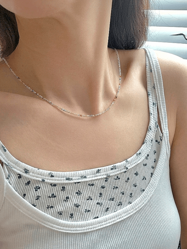 Pastel Mix Gemstone Bead Choker Layered Daily Necklace - 이미지 4