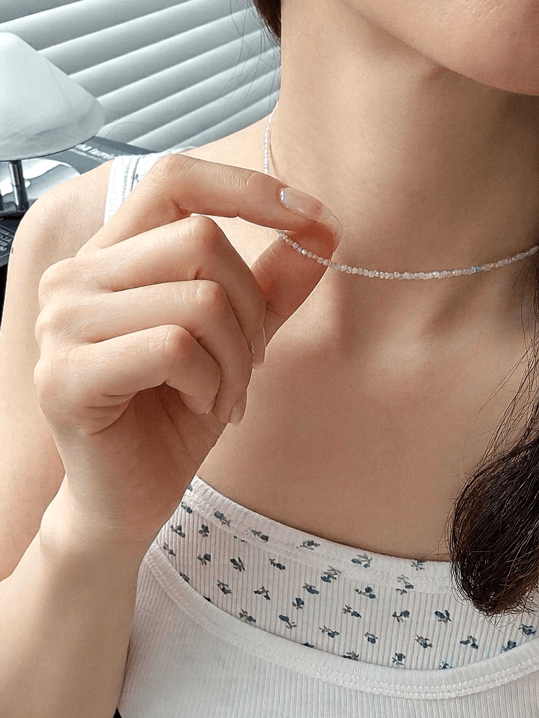 Pastel Gemstone Beaded Choker Layered Daily Necklace - 이미지 2