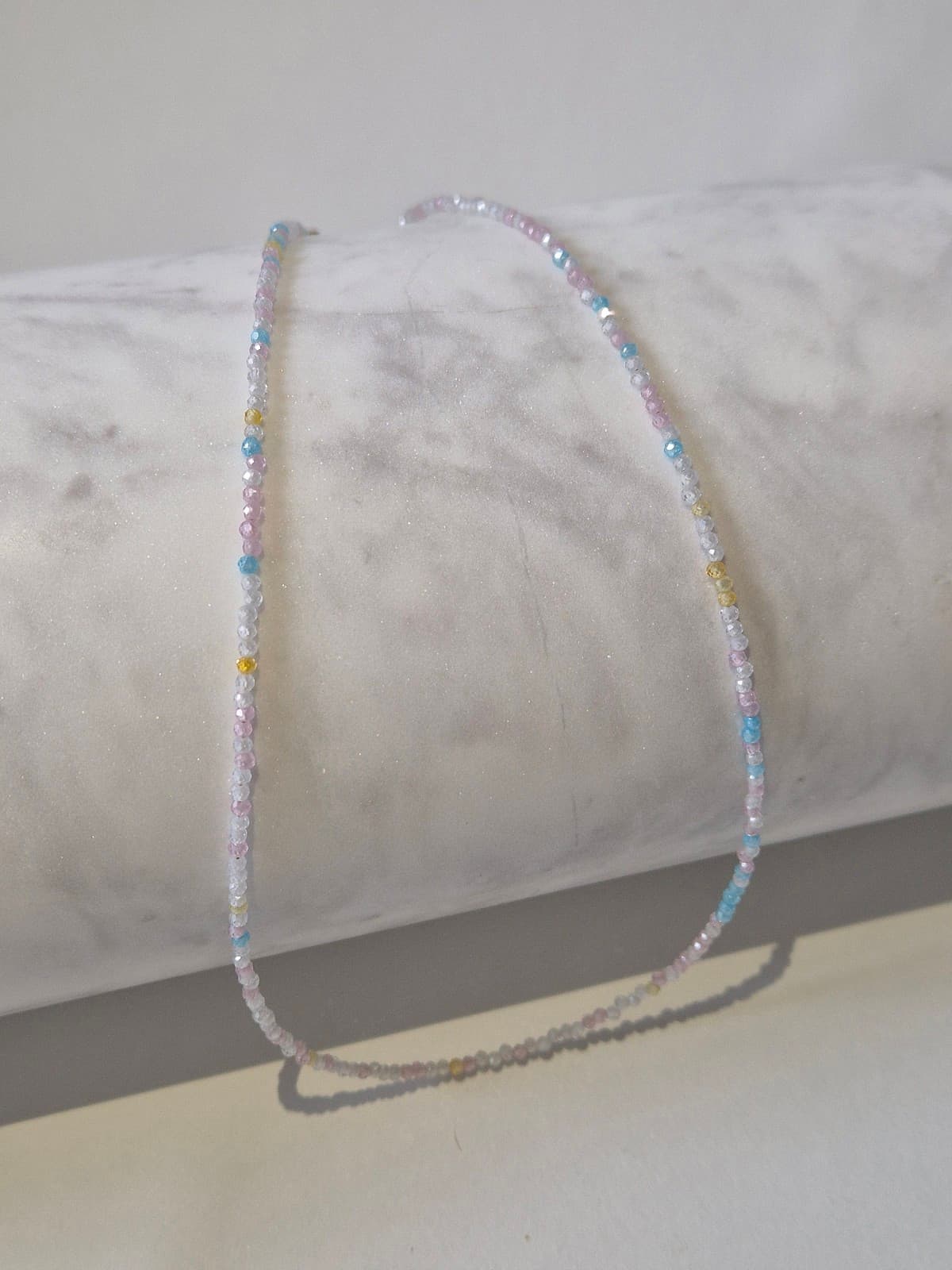 Pastel Gemstone Beaded Choker Layered Daily Necklace - 이미지 1