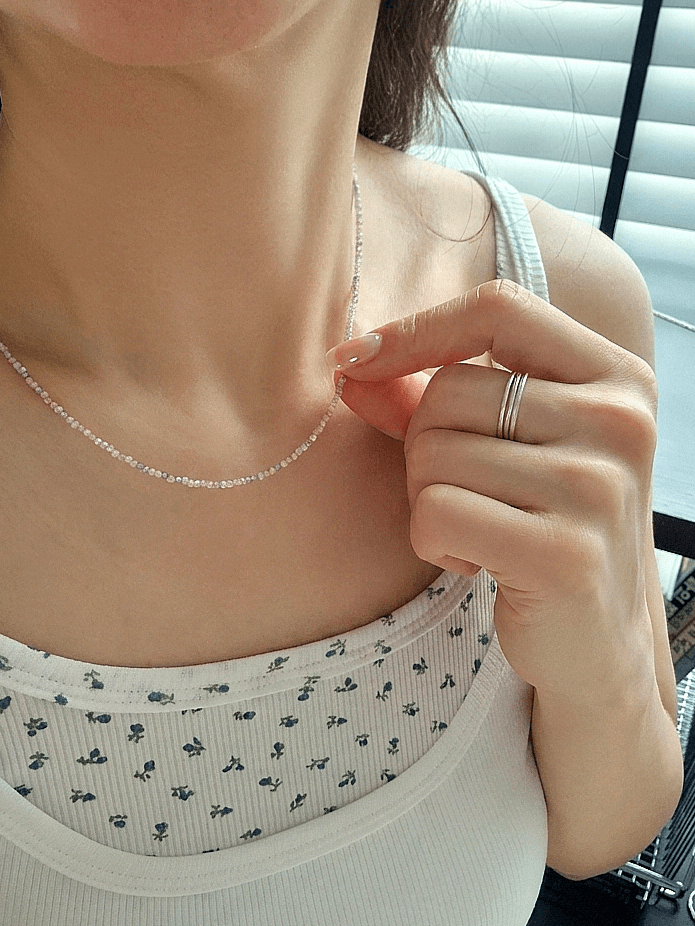Lavender Pastel Mix Gemstone Bead Choker Daily Layered Necklace - 이미지 6