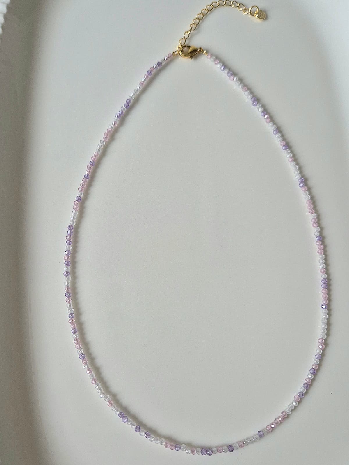 Lavender Pastel Mix Gemstone Bead Choker Daily Layered Necklace - 이미지 2