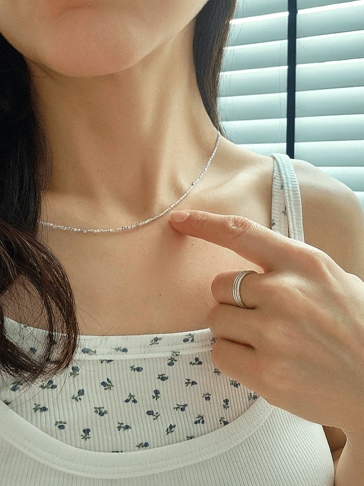 Lavender Pastel Mix Gemstone Bead Choker Daily Layered Necklace - 이미지 7