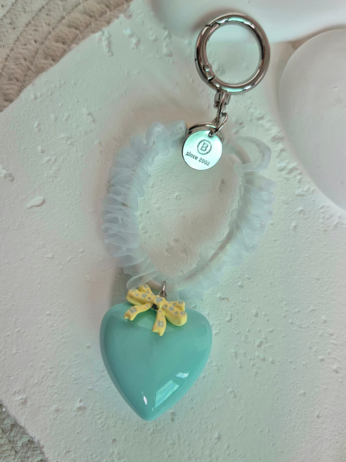 Lovely Heart Ribbon Pendant Chiffon Keyring Keyholder - 이미지 4