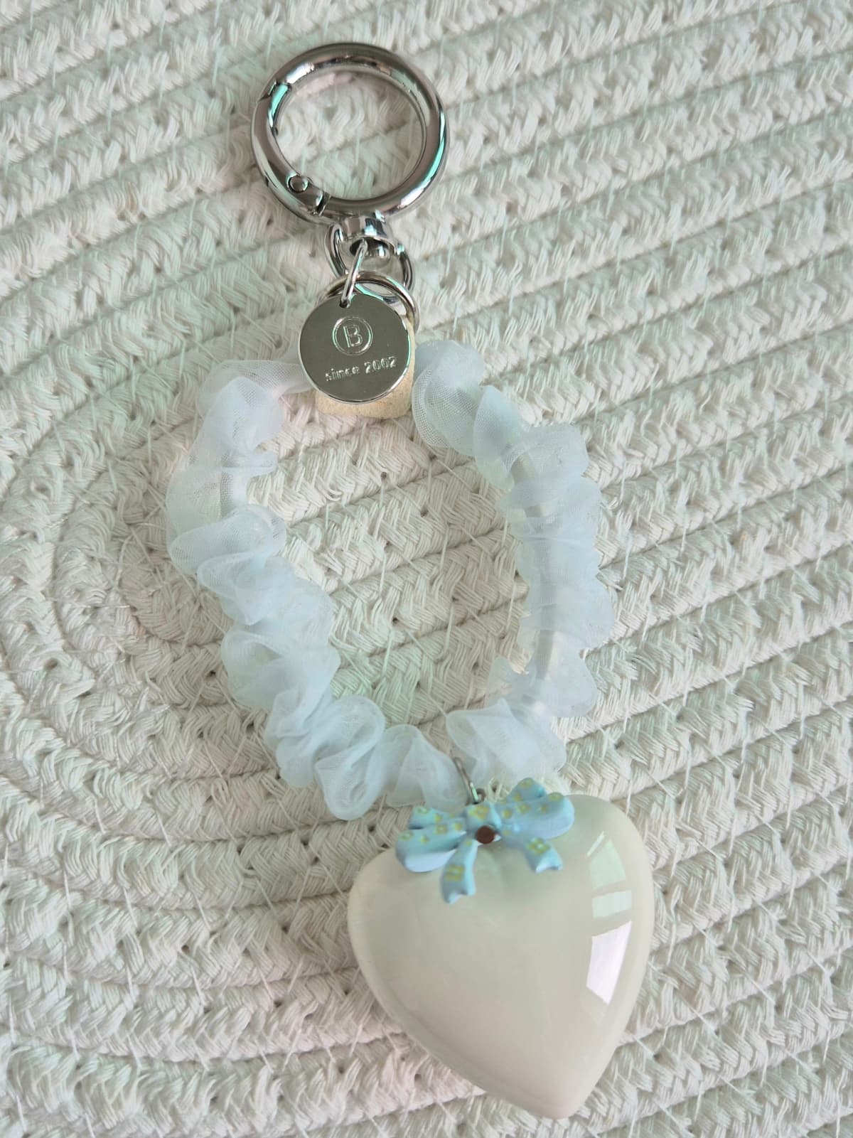 Lovely Heart Ribbon Pendant Chiffon Keyring Keyholder - 이미지 6