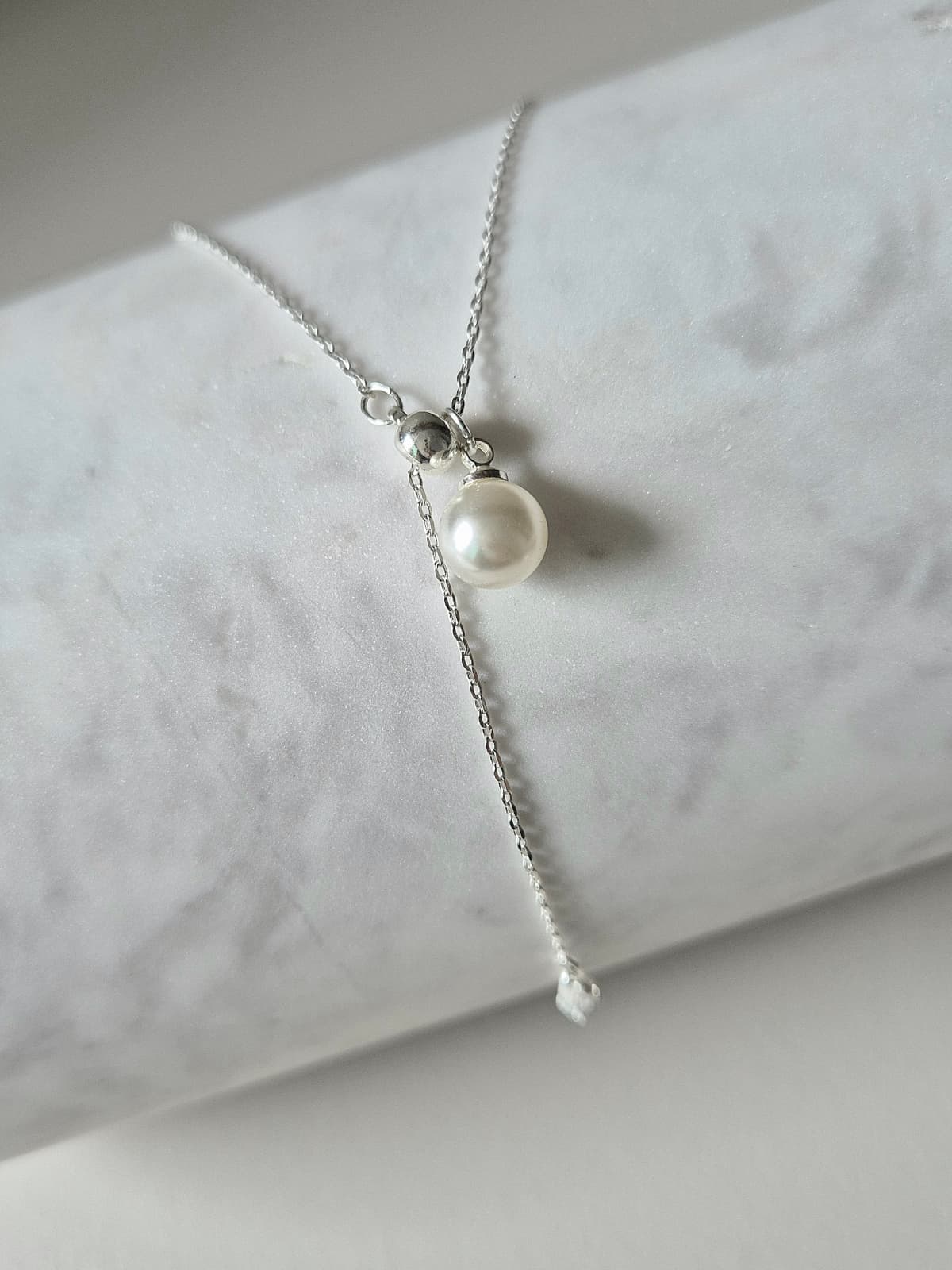 Pearl Drop Y-Chain Layered Daily Necklace - 이미지 10