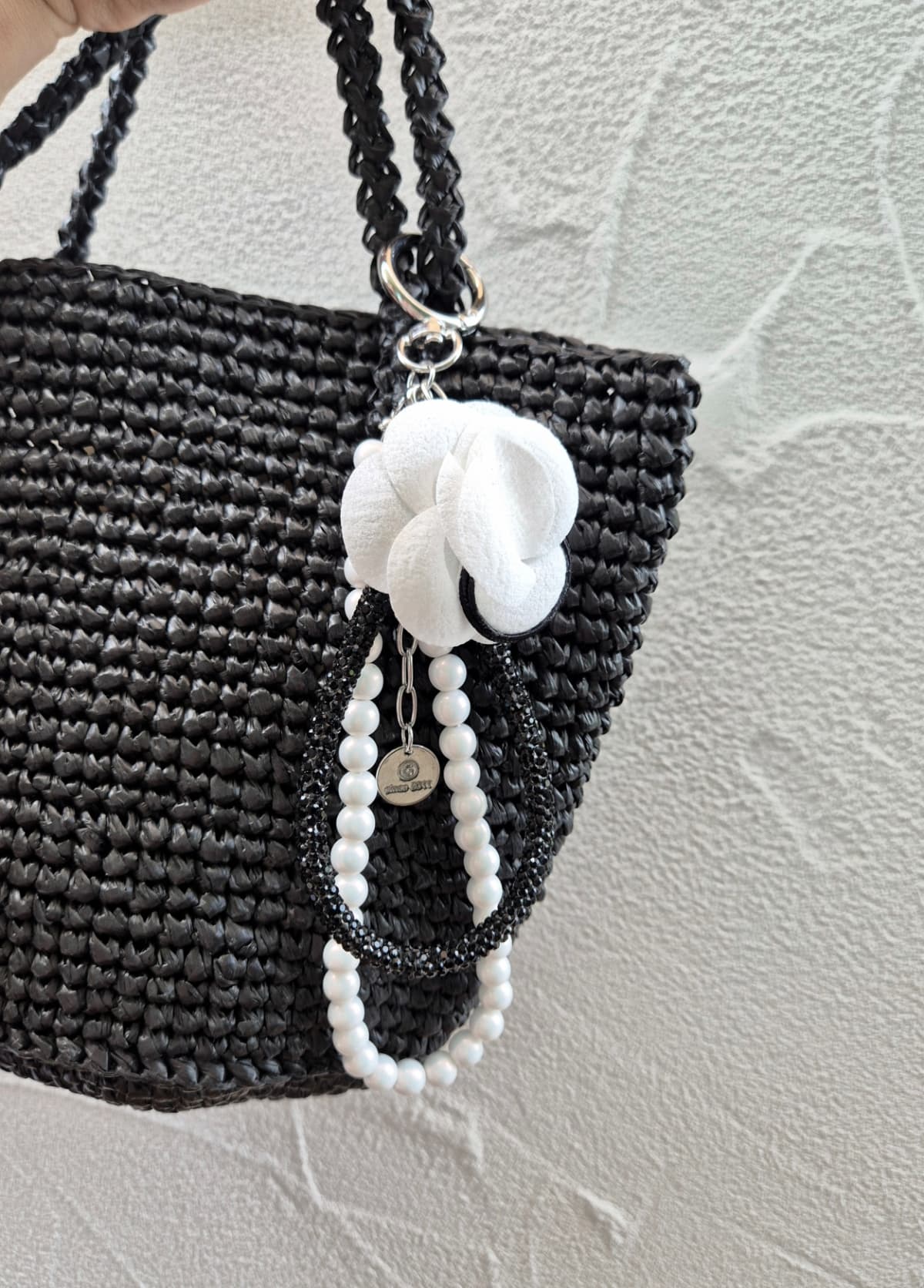 Luxury Flower Pearl Chain Flower Keyring Bag Charm Key Holder - 이미지 3