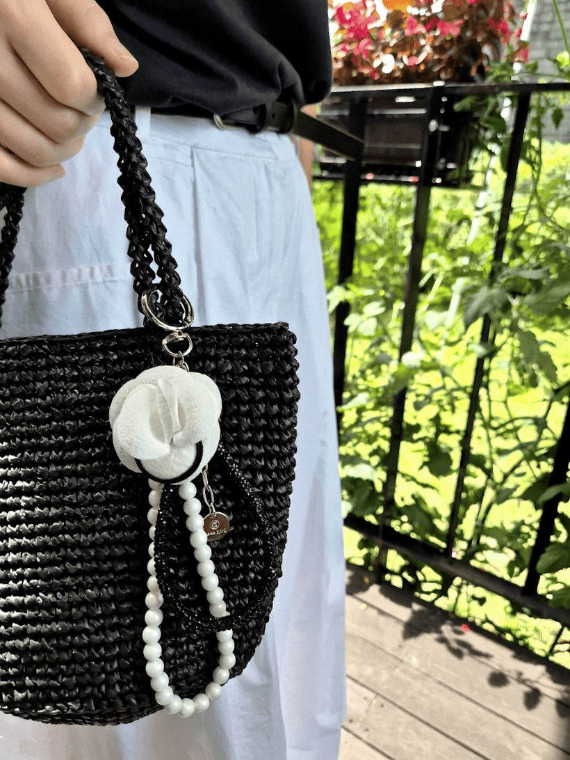 Luxury Flower Pearl Chain Flower Keyring Bag Charm Key Holder - 이미지 4