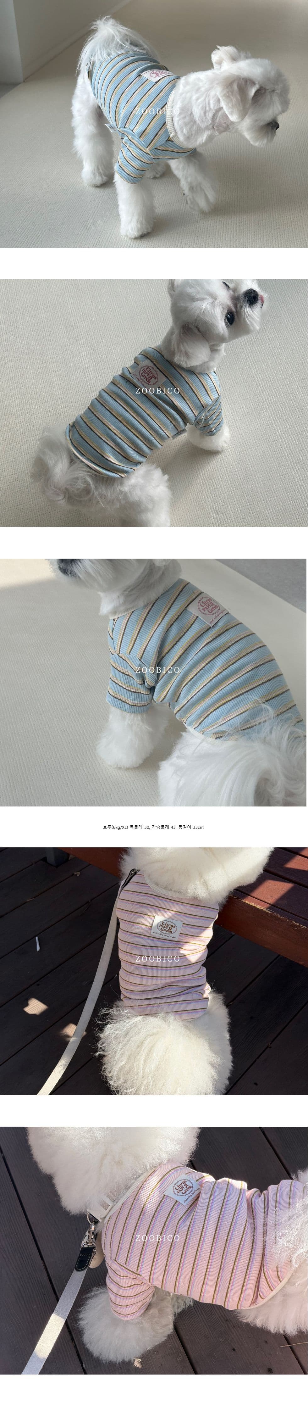 쥬비코 강아지옷 페이퍼 스트라이프 티셔츠 - 이미지 5