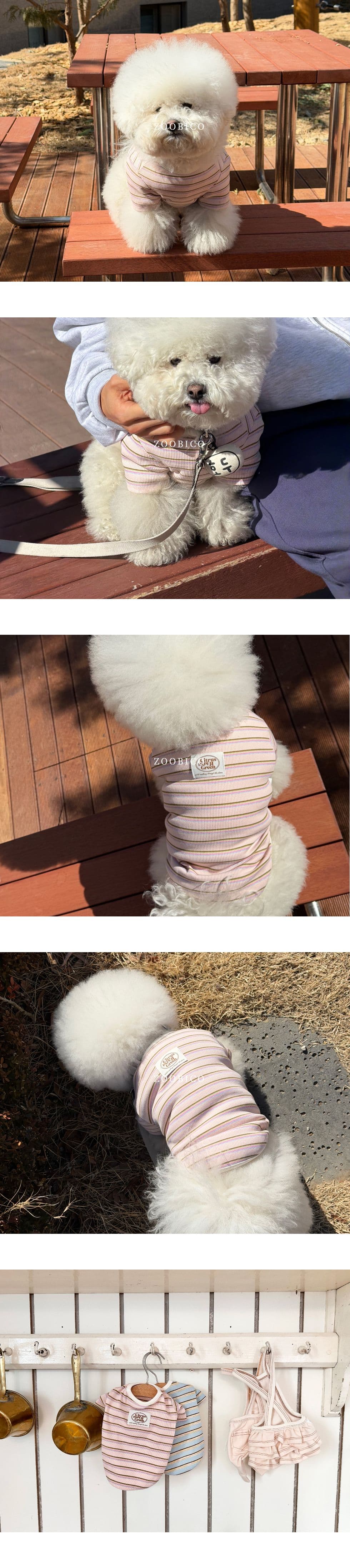 쥬비코 강아지옷 페이퍼 스트라이프 티셔츠 - 이미지 6