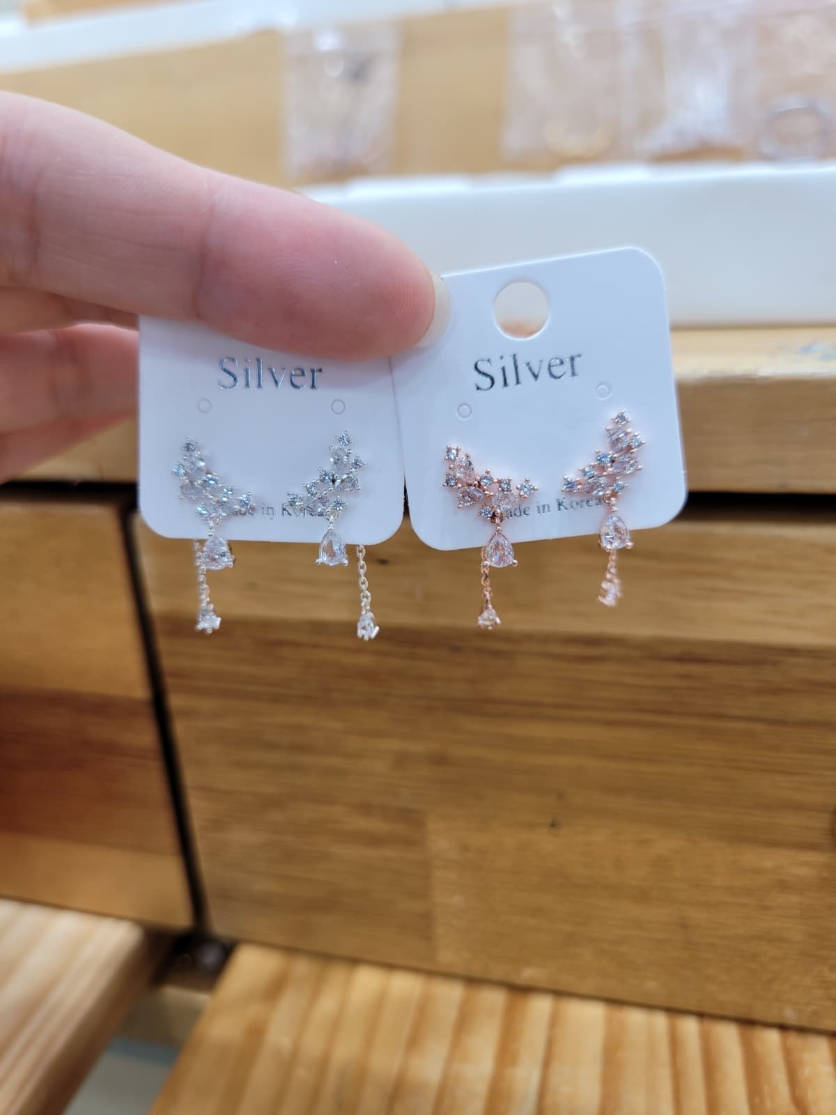 Delicate Two-way Silver Stud Earrings - 이미지 8