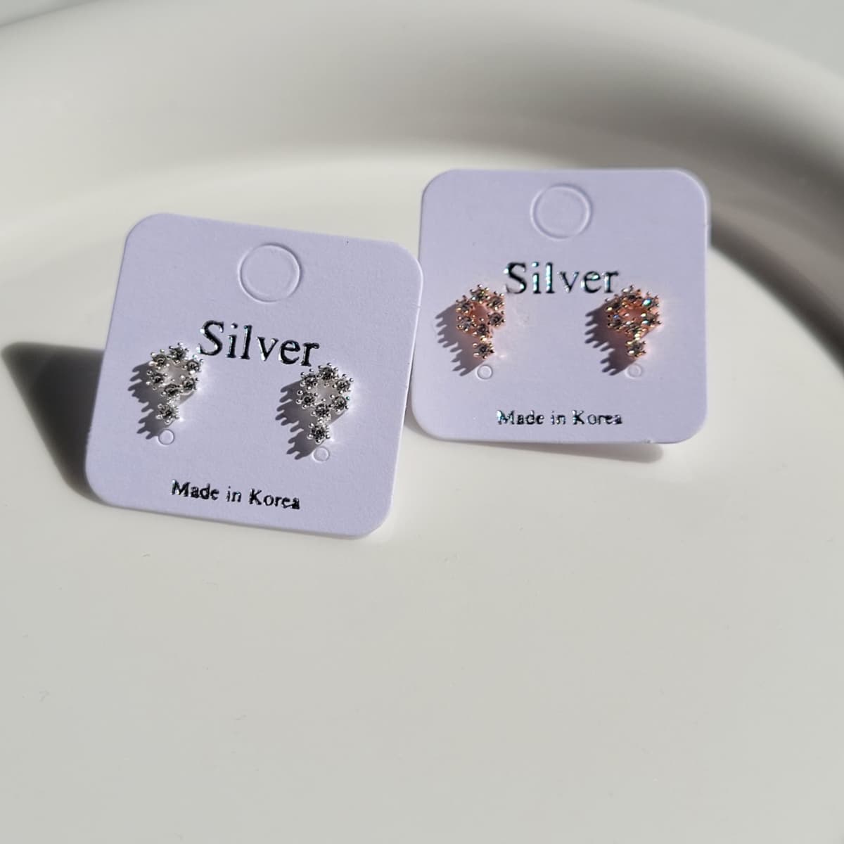 silver post earrings - 이미지 4