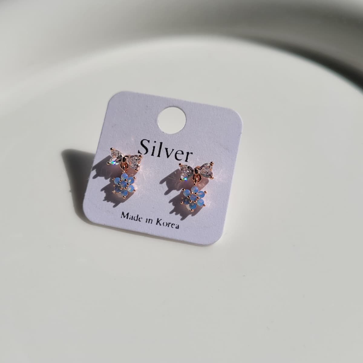 Blue Opal Silver Stud Earrings - 이미지 4