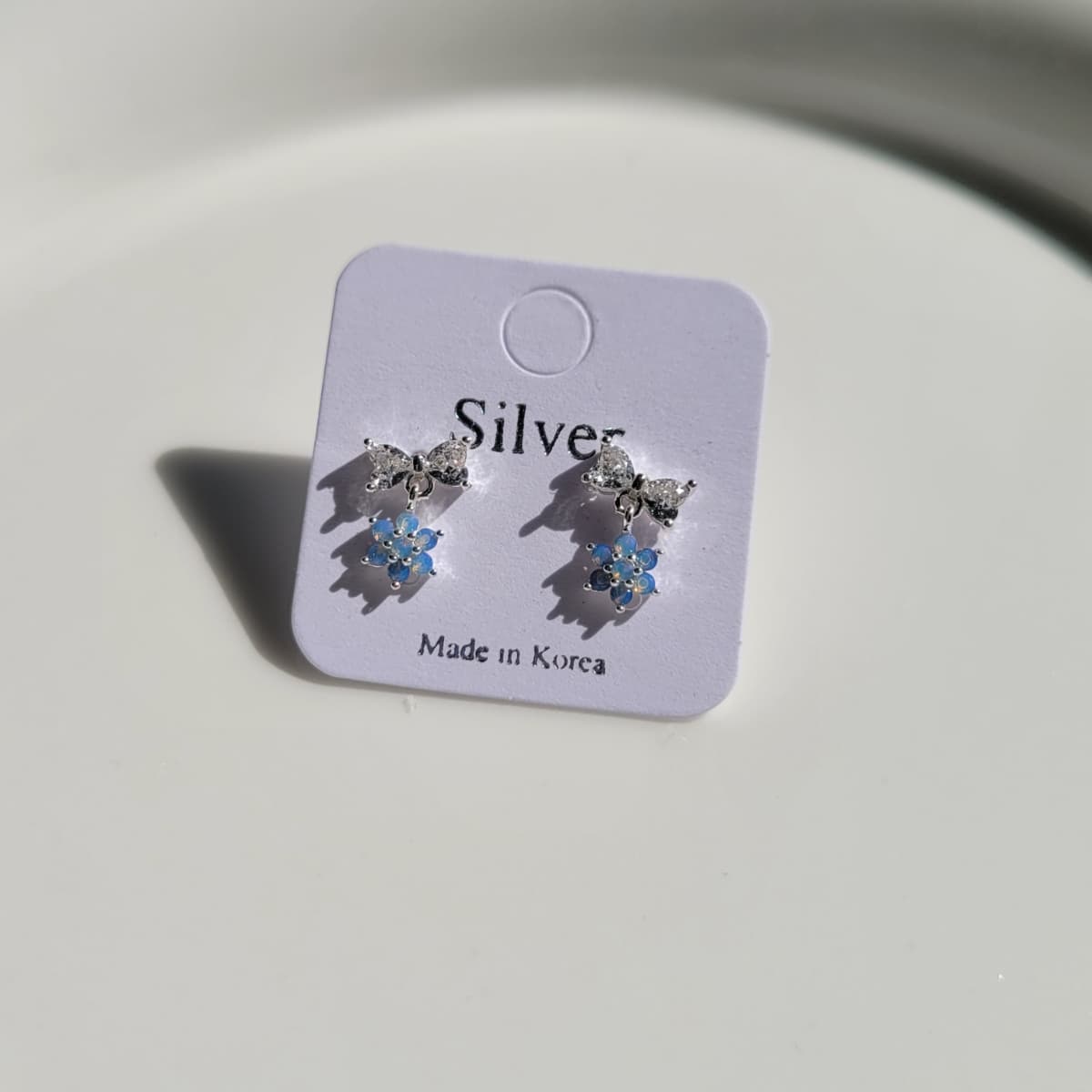 Blue Opal Silver Stud Earrings - 이미지 3