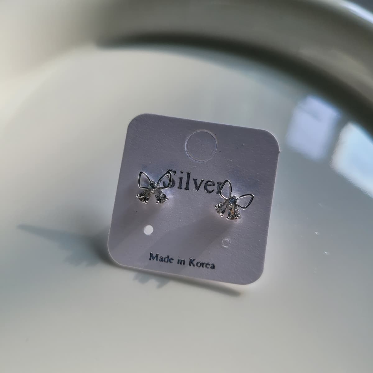 Butterfly wire silver stud earrings - 이미지 5