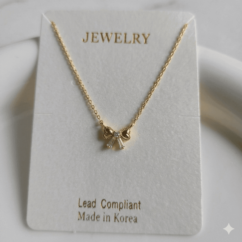 Heart ribbon necklace - 이미지 4