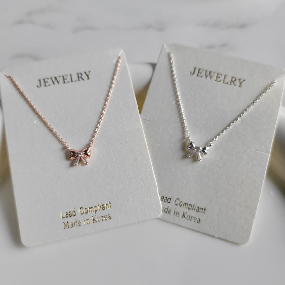 Heart ribbon necklace - 이미지 1