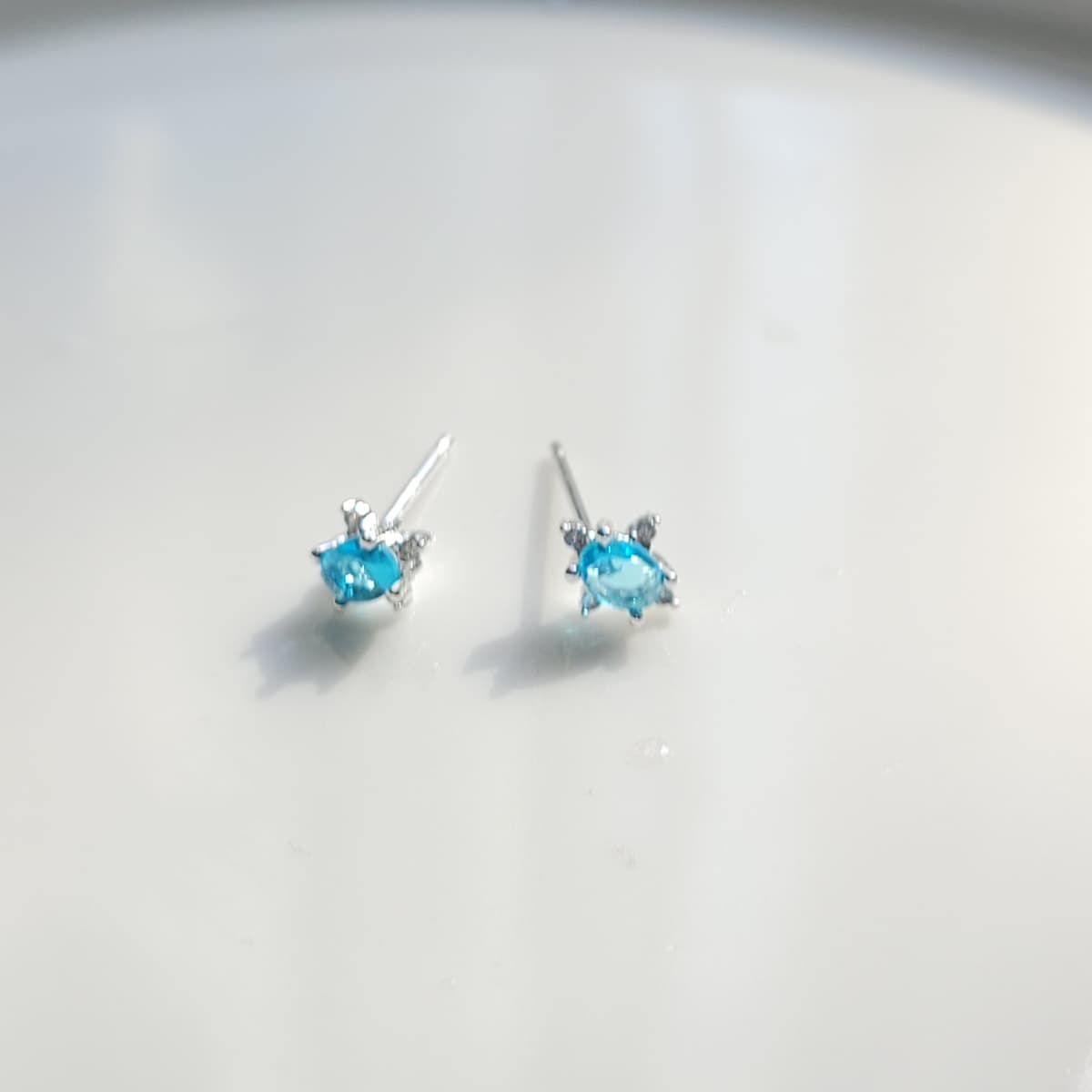 Blue Star silver stud earrings - 이미지 1