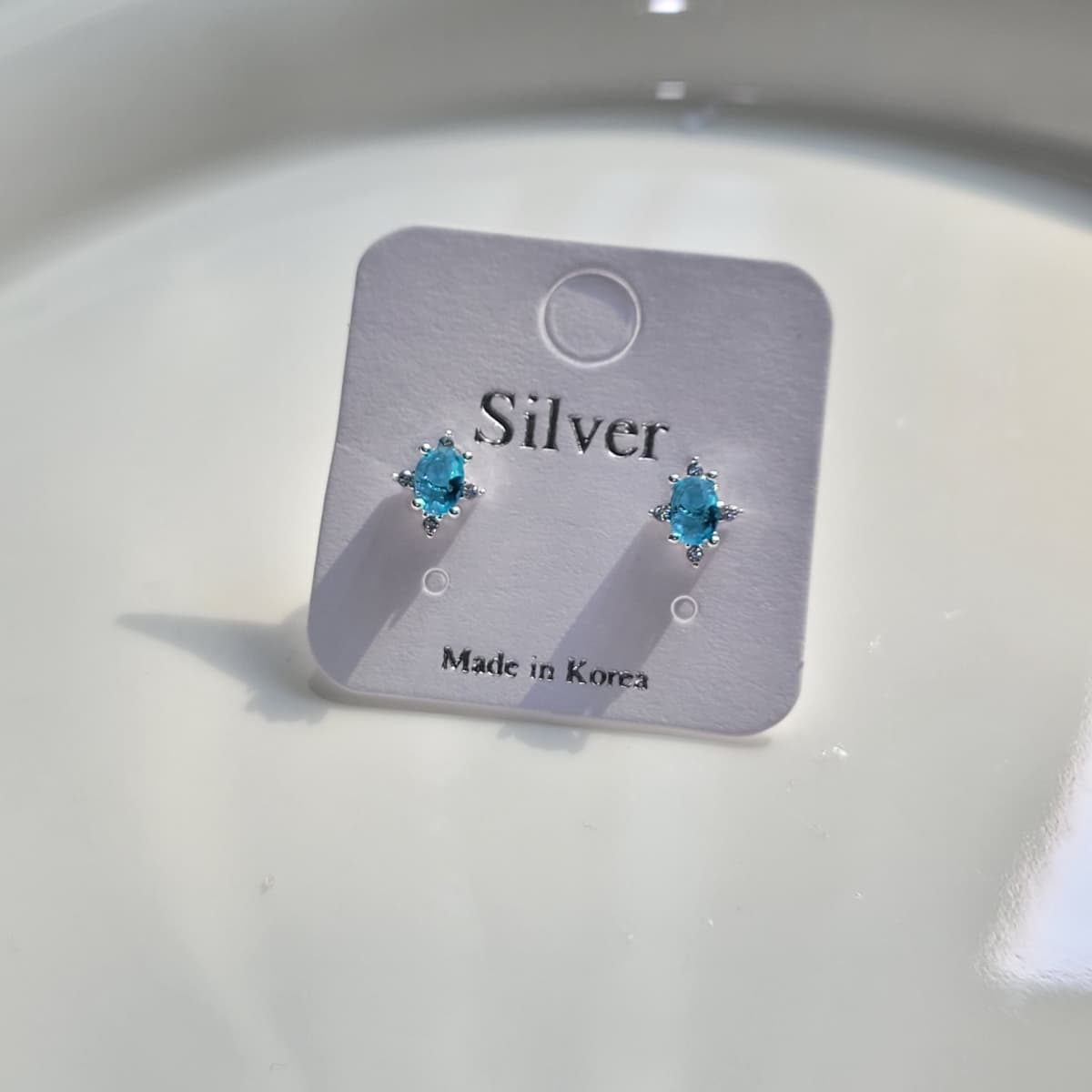 Blue Star silver stud earrings - 이미지 3