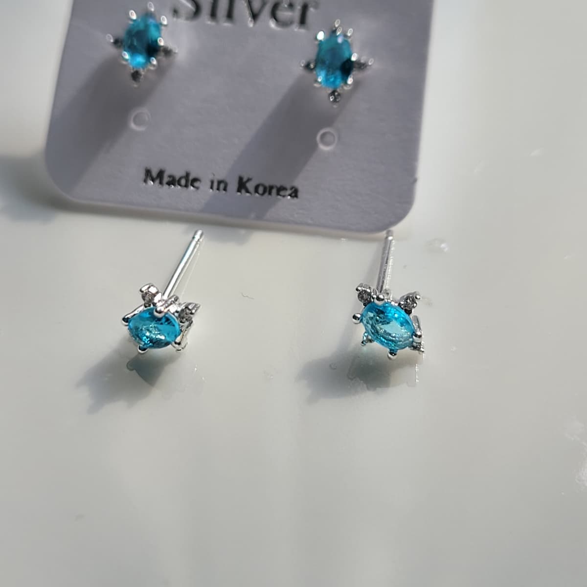 Blue Star silver stud earrings - 이미지 2