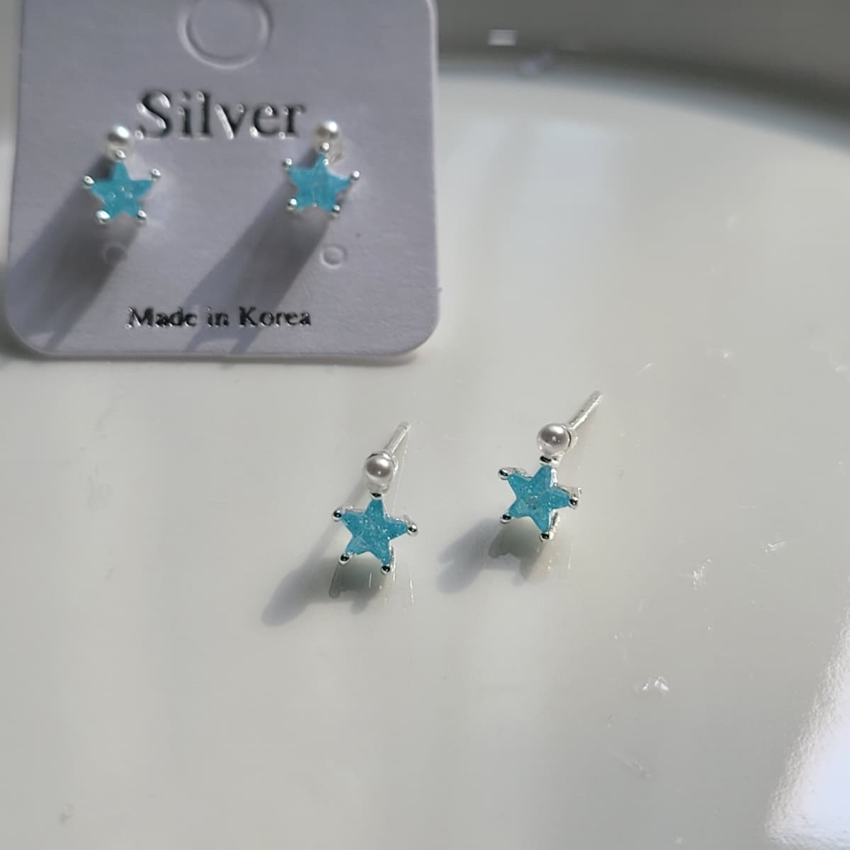 Sky Star Silver Stud Earrings - 이미지 5