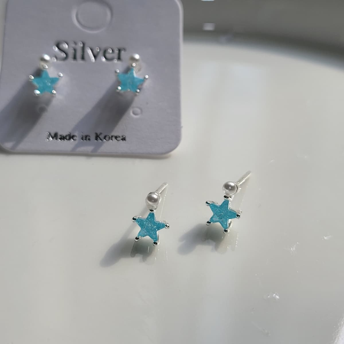 Sky Star Silver Stud Earrings - 이미지 4