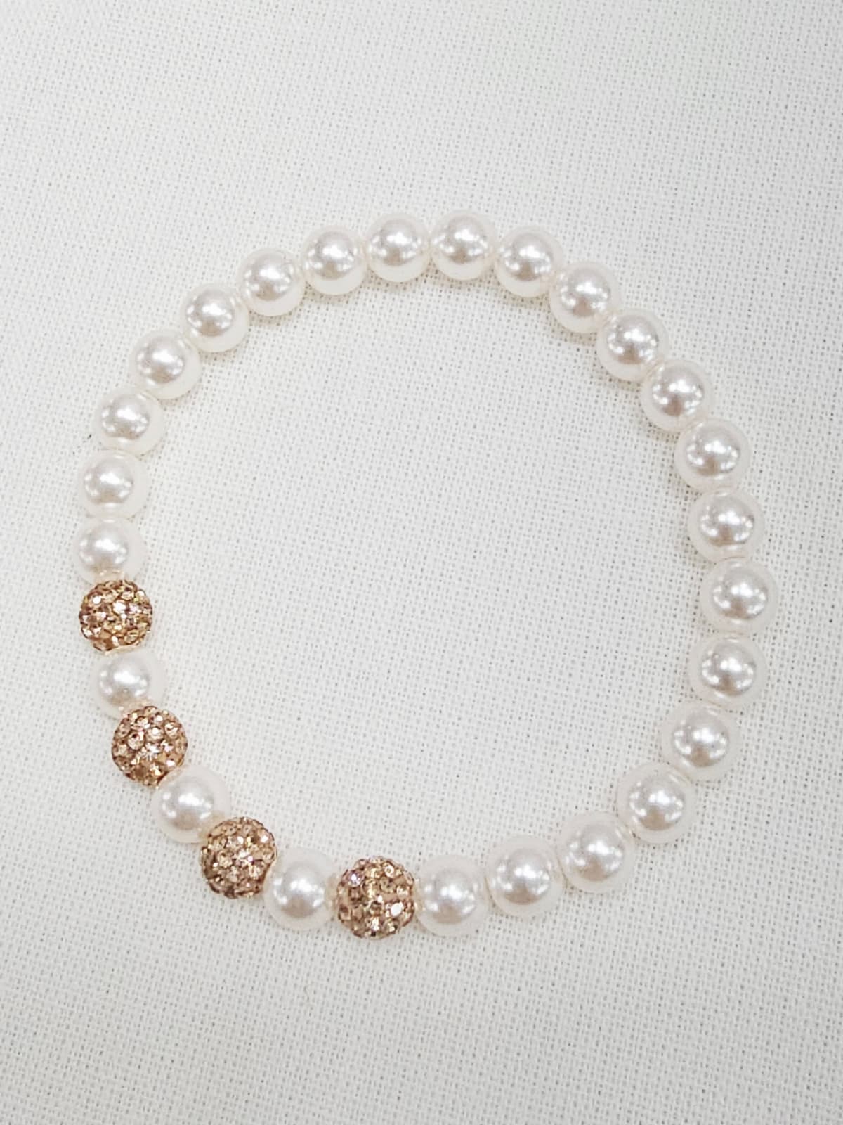 6mm Imitation Pearl Mirror Ball Stone Ball Elastin Elastic Band Pearl Bracelet - 이미지 2