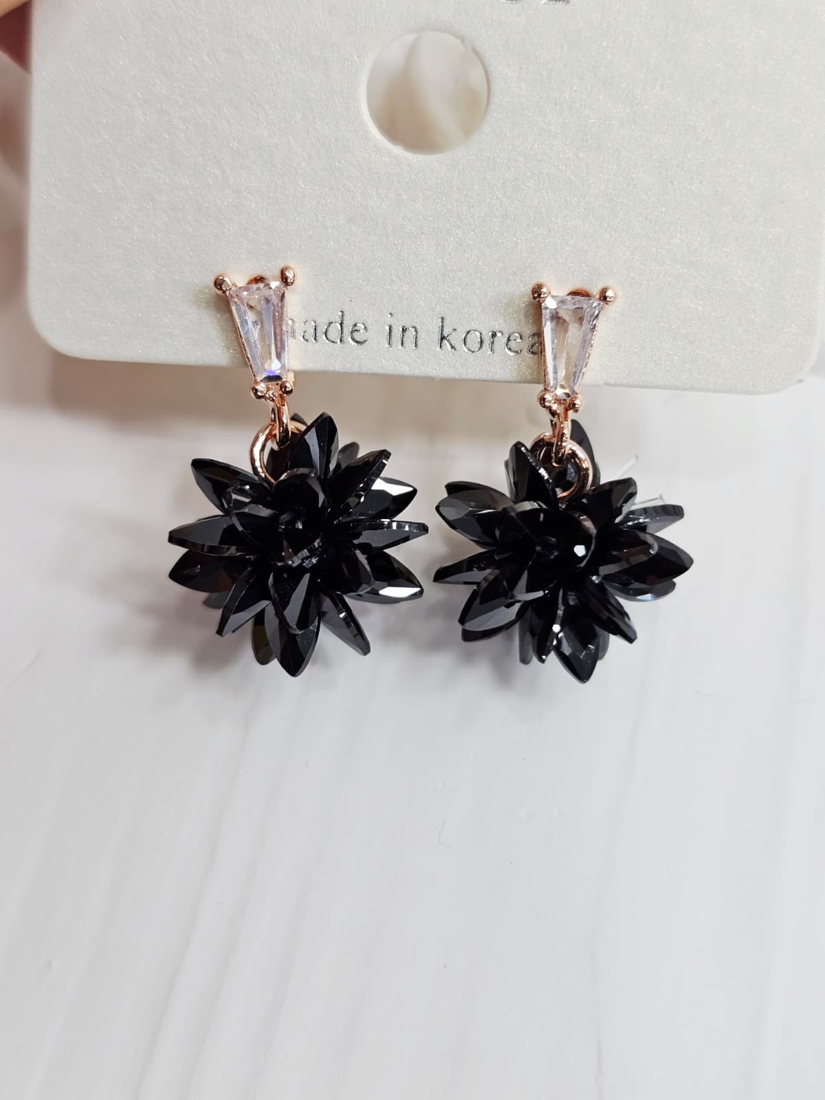 Flower Snowflake Cubic Drop Earrings Silver Stud Earrings - 이미지 9