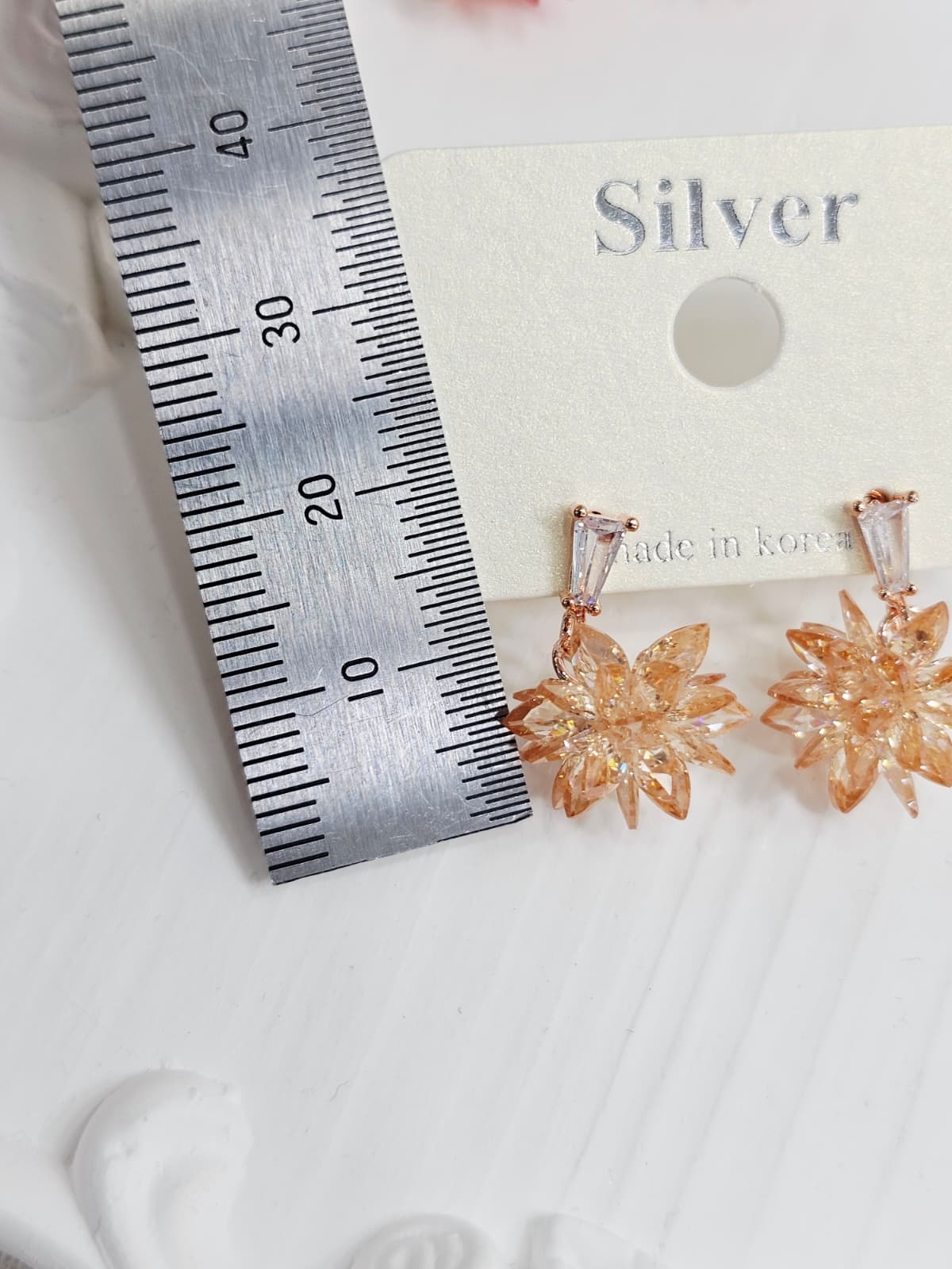 Flower Snowflake Cubic Drop Earrings Silver Stud Earrings - 이미지 7