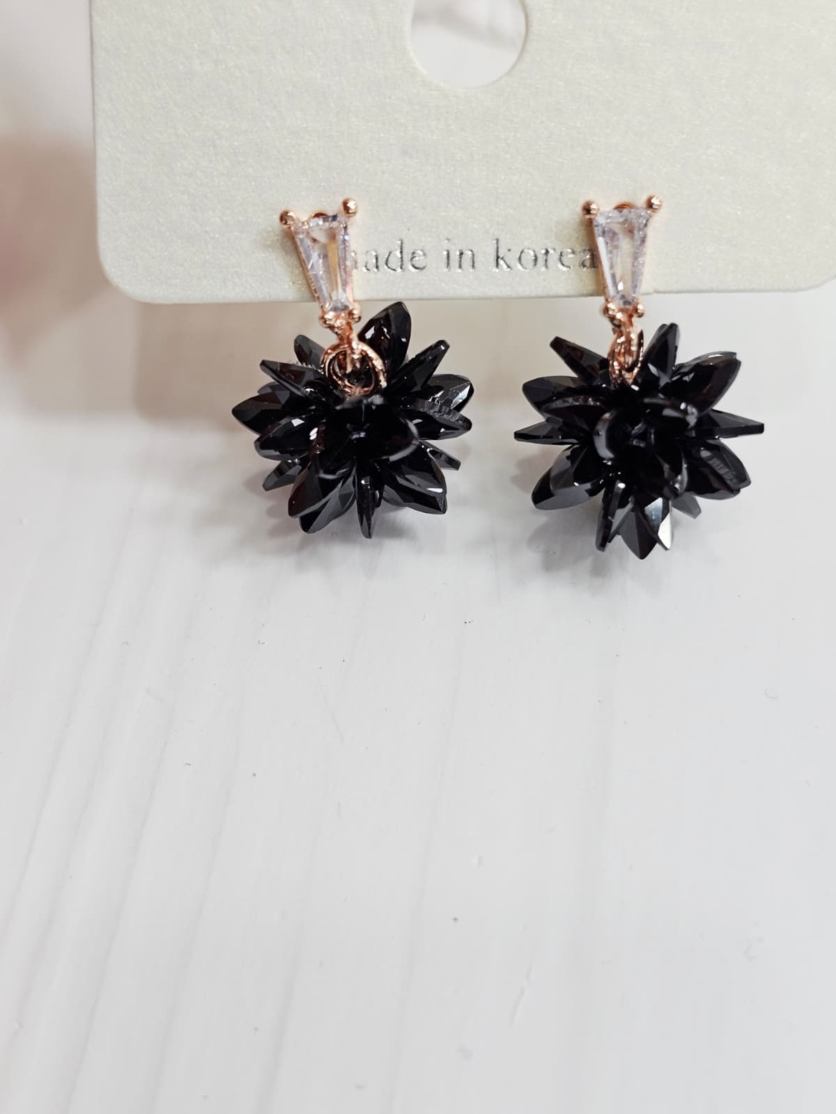Flower Snowflake Cubic Drop Earrings Silver Stud Earrings - 이미지 4