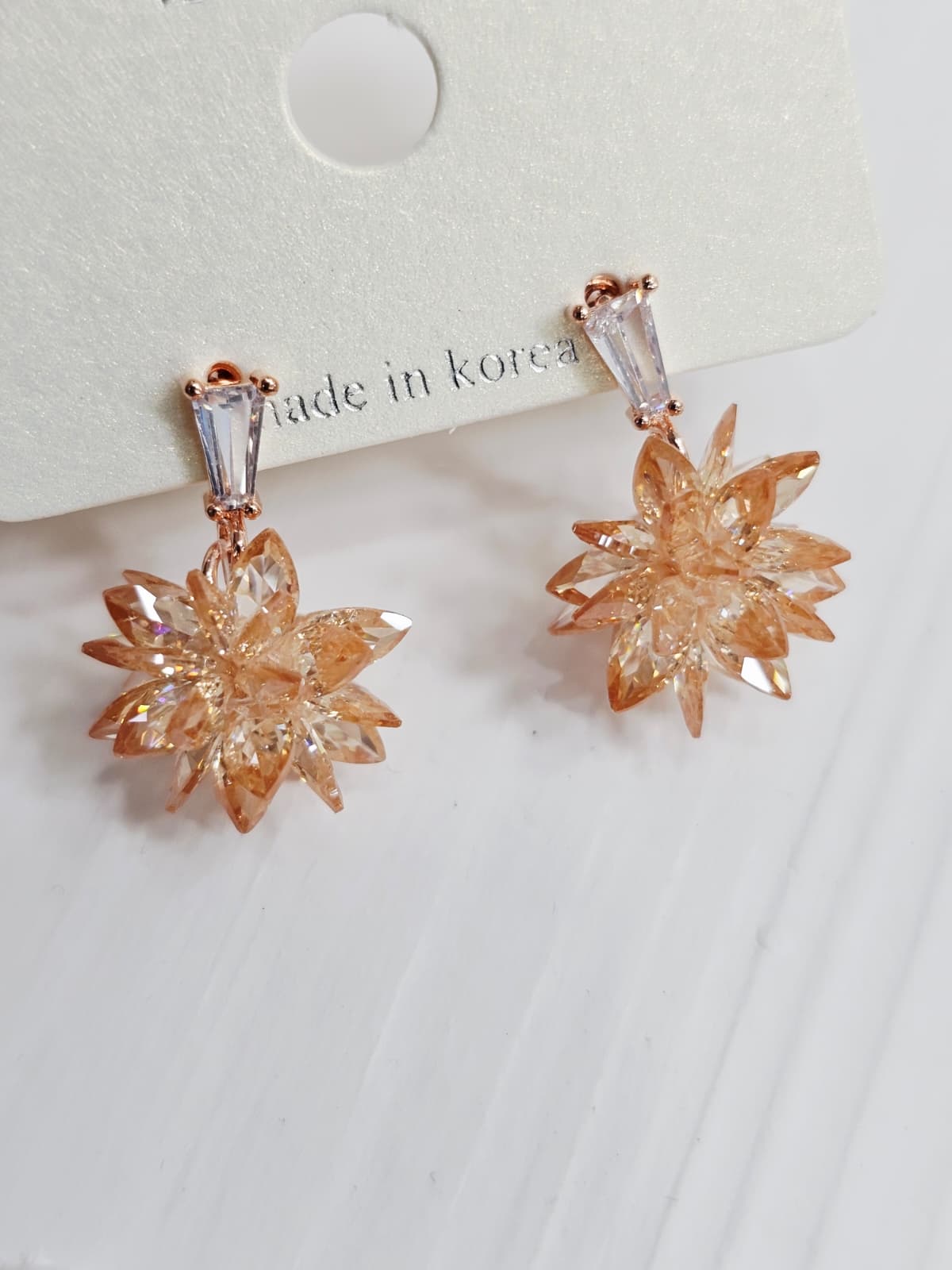 Flower Snowflake Cubic Drop Earrings Silver Stud Earrings - 이미지 10