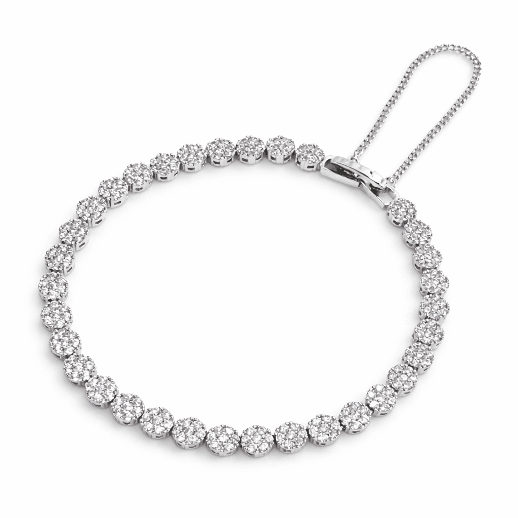 Cubic Flower Tennis Chain Bracelet Fine Cubic Luxury - 이미지 1