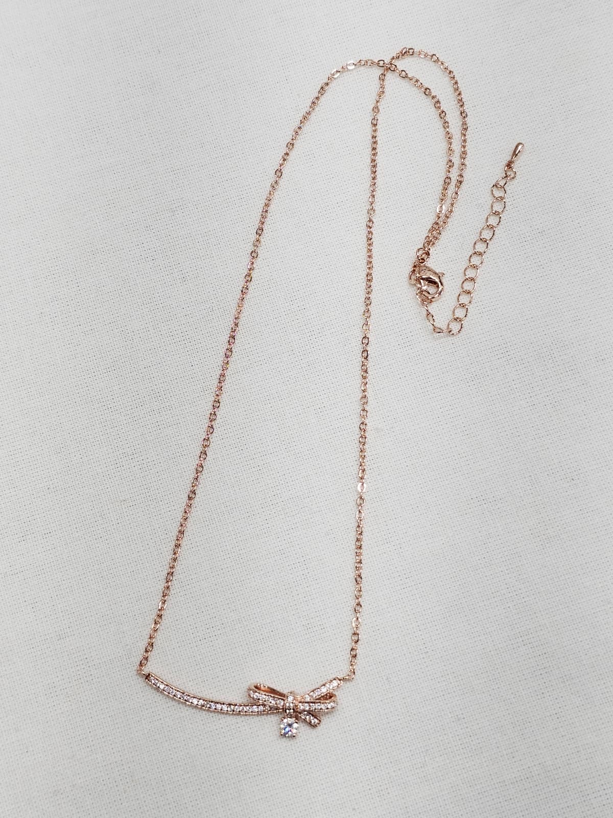 Ribbon Cubic Princess Lovely Point Chain Necklace - 이미지 9
