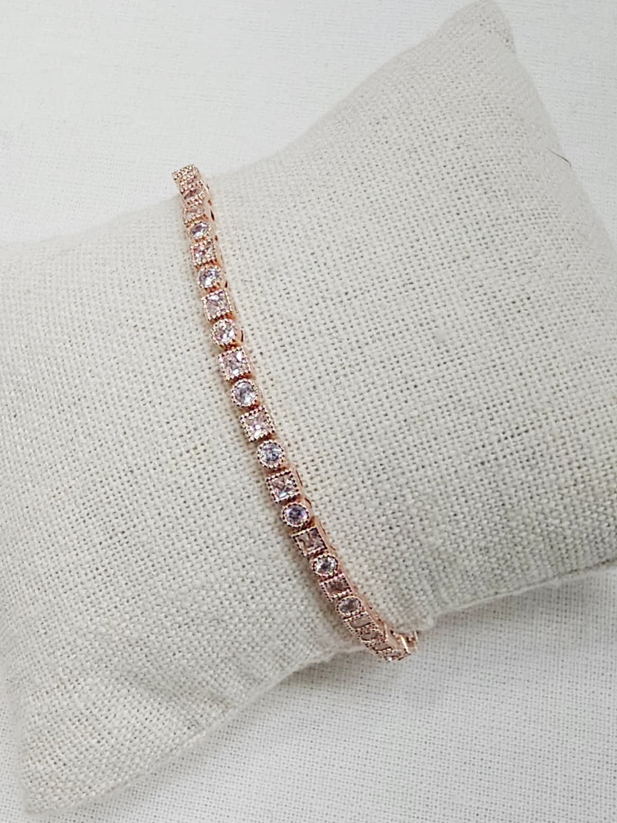 Square Round One Square Mix Cubic Tennis Bracelet - 이미지 2