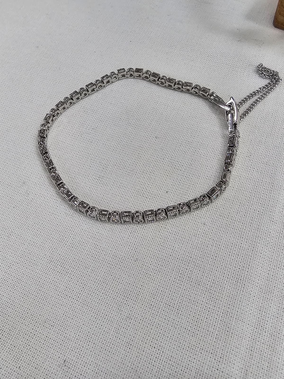 Square Round One Square Mix Cubic Tennis Bracelet - 이미지 7