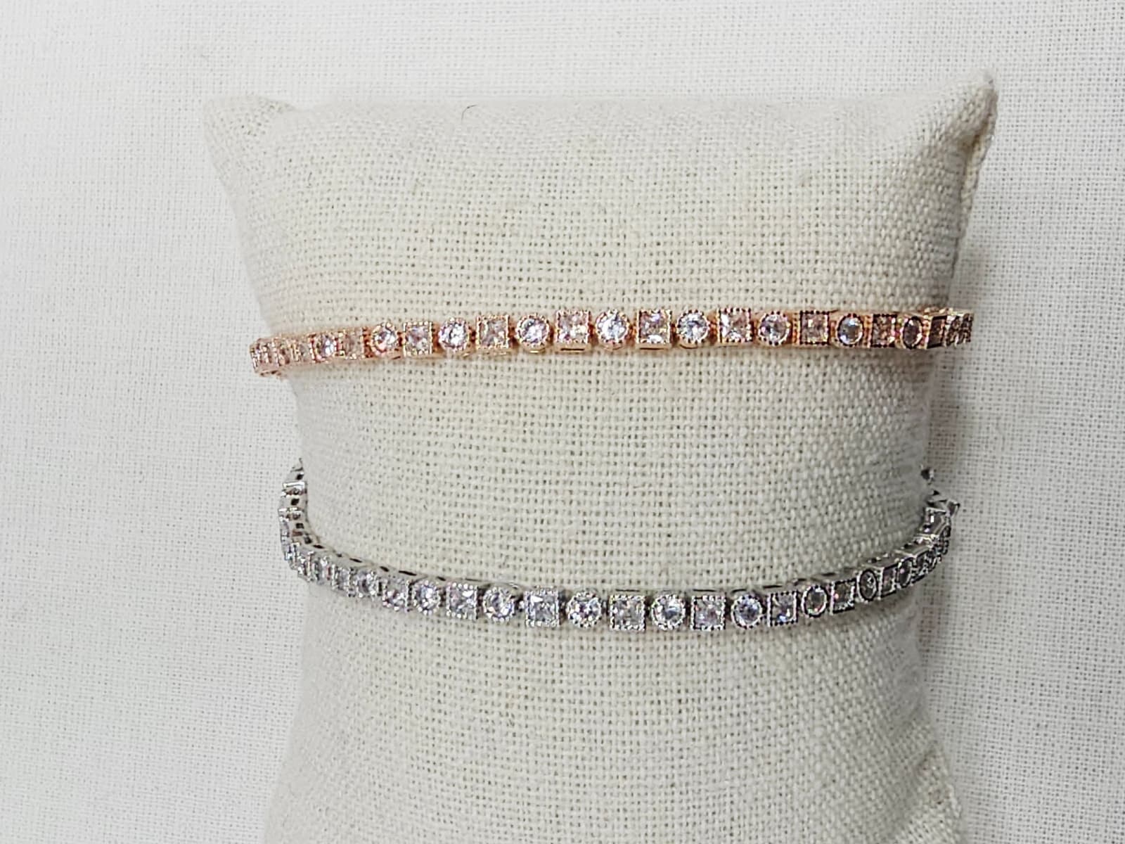 Square Round One Square Mix Cubic Tennis Bracelet - 이미지 6